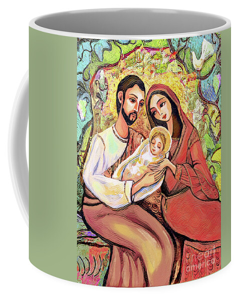Holy Family Coffee Mug featuring the painting A Child is Born by Eva Campbell
