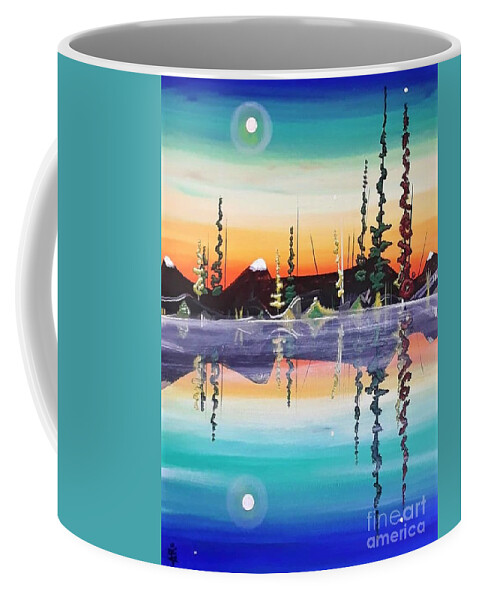 Moon Coffee Mug featuring the painting A Cold Moon Rises by April Reilly