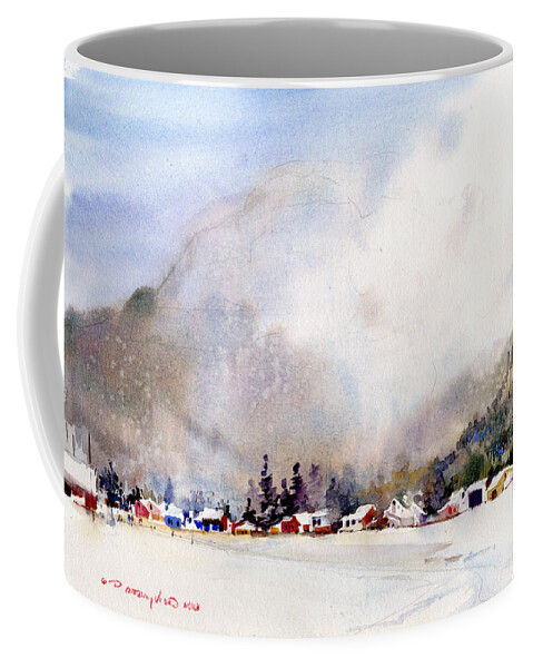 Haze Coffee Mug featuring the painting A Cool Day in the Alps by P Anthony Visco