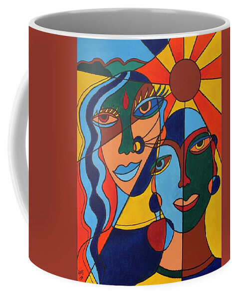 Cubism Coffee Mug featuring the painting A Couple by Raji Musinipally