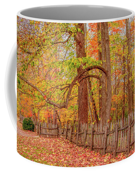 Oconaluftee Coffee Mug featuring the photograph A Crooked Old Fence in the Shadow of Fall by Marcy Wielfaert