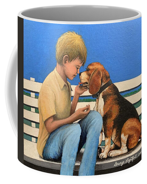 Character Study Coffee Mug featuring the painting A Dog and his Boy by George Lightfoot