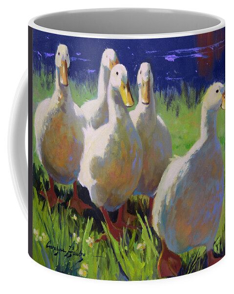 Farm Animals Coffee Mug featuring the painting A Ducks Life by Carolyne Hawley