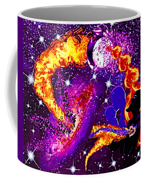 A Fathers Love Poem Coffee Mug featuring the digital art A Fathers Love Not Bound By Space Or Time by Stephen Battel