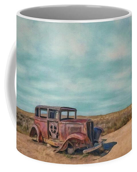 1932 Coffee Mug featuring the painting A Ghost on Route 66 by Jeffrey Kolker
