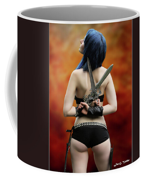 Girl Coffee Mug featuring the photograph A Girl And Her Knives by Jon Volden