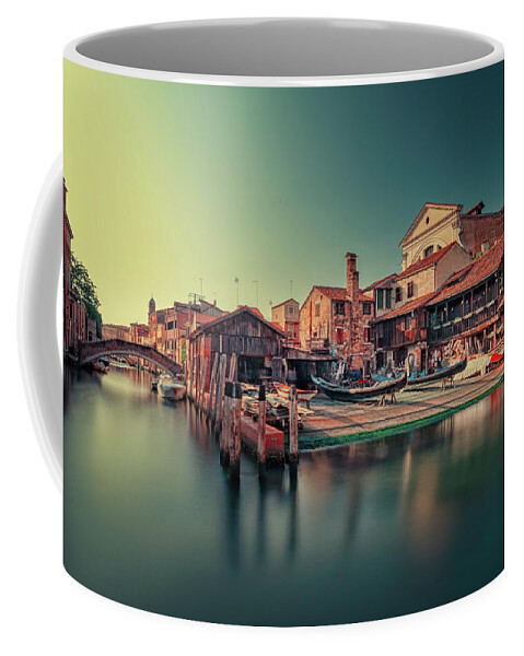 Squero Coffee Mug featuring the photograph A gondola is born by The P