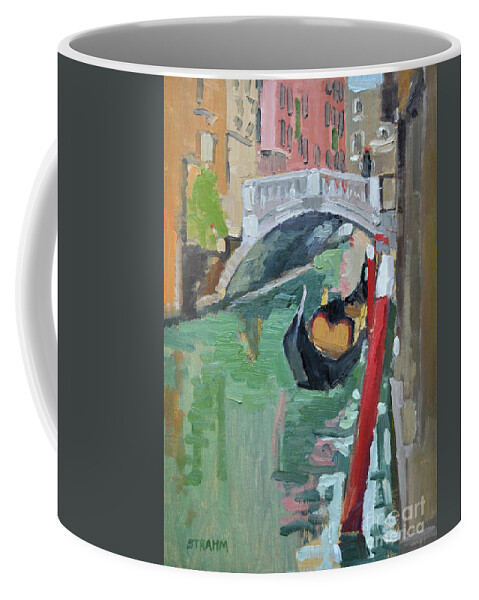 Gondola Coffee Mug featuring the painting A Gondolier and his Gondola, Venice, Italy by Paul Strahm
