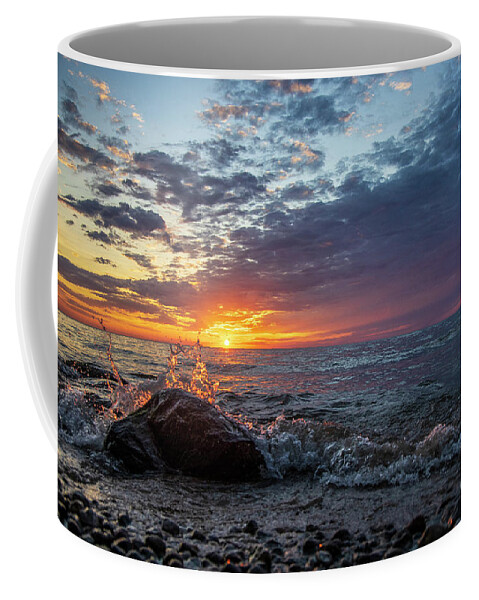 Heart Coffee Mug featuring the photograph A heart shaped splash at sunrise by Eric Curtin