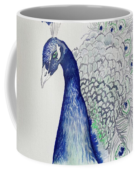 Peacock Coffee Mug featuring the painting A Hint of Beauty by Tonia Anderson