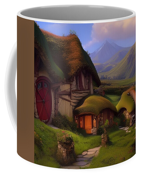 Hobbits Coffee Mug featuring the digital art A Hobbits Home by Angela Hobbs
