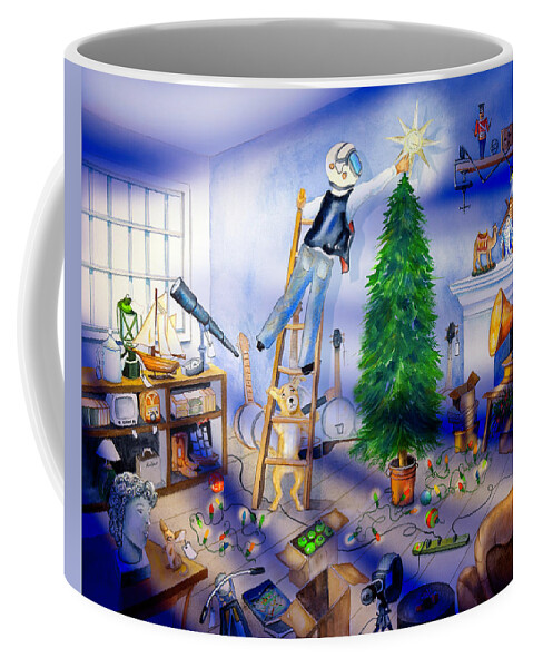 Christmas Coffee Mug featuring the painting A Junkman's Christmas Eve Children's Picture Book by Phyllis London