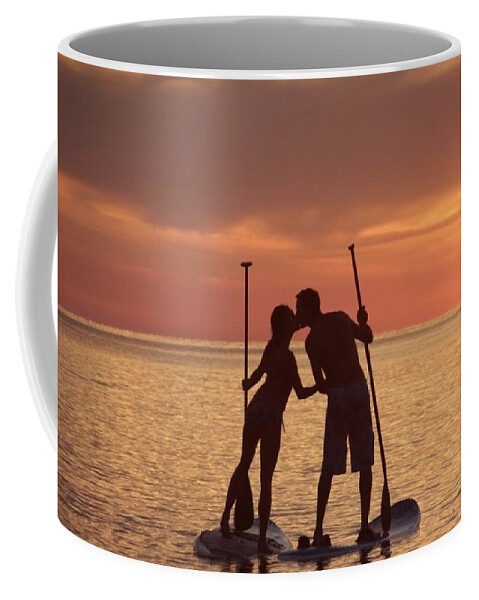 Horizontal Photo Coffee Mug featuring the photograph A Kiss at Sunset by Valerie Collins