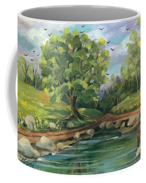 Spring Coffee Mug featuring the painting A Little Spring by Nancy Griswold