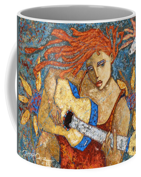Summer Coffee Mug featuring the painting A Midsummer Love Song by Oscar Ortiz