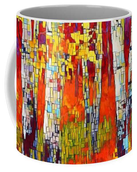 Fall Coffee Mug featuring the digital art A Mondrian Fall by Juliette Becker
