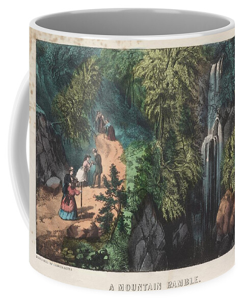 A Mountain Ramble C. 1872 74 And James Merritt Ives American 1824 To 1895 Nathaniel Currier American 1813 To 1888 Coffee Mug featuring the painting A Mountain Ramble c. 1872 74 and James Merritt Ives American 1824 to 1895 Nathaniel Currier Americ by MotionAge Designs