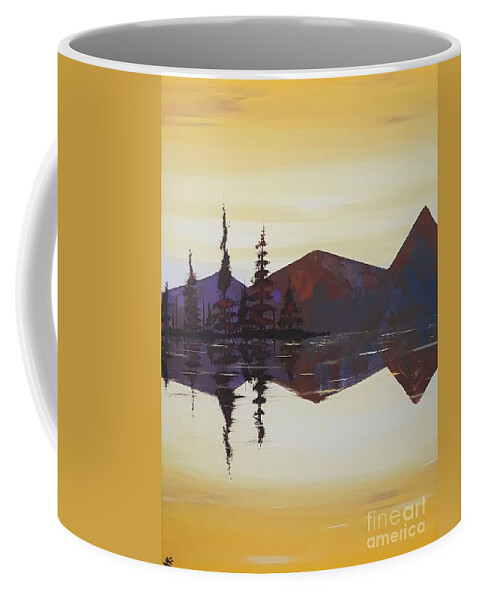Mountains Coffee Mug featuring the painting A Northern Reflection by April Reilly