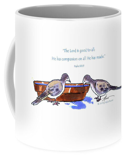 Dove Coffee Mug featuring the painting A Refreshing Drink by Adele Bower