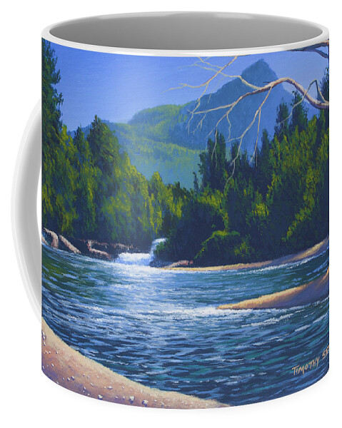 Acrylic Coffee Mug featuring the painting A River View by Timothy Stanford