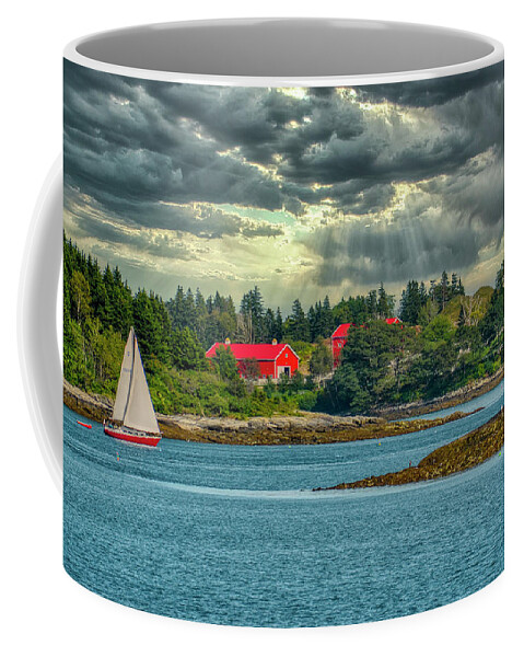 Casco Bay Coffee Mug featuring the photograph A Scenic View on Casco Bay by Penny Polakoff