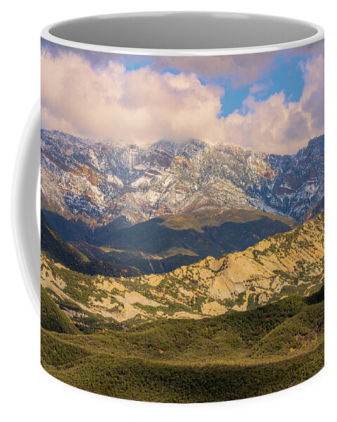 Mountains Coffee Mug featuring the photograph A Snowy Day in the Mountains by Lindsay Thomson