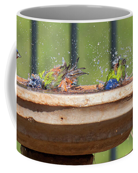 Paintedbunting Coffee Mug featuring the digital art A SPLASH of Color by Steve Templetoon