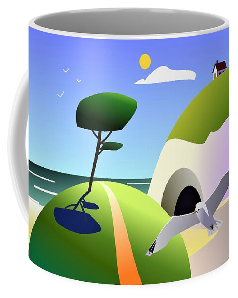 Coastal Coffee Mug featuring the digital art A Sunny Outlook by Fatline Graphic Art