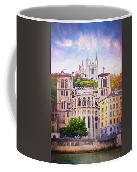 Lyon Coffee Mug featuring the photograph A Tale of Two Churches Lyon France by Carol Japp