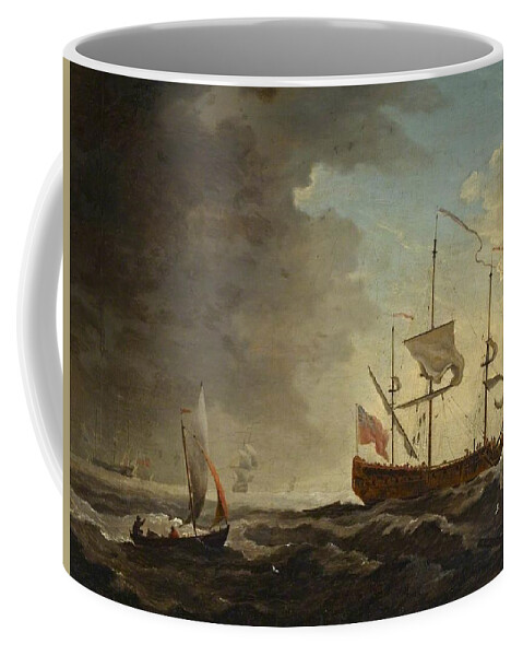  Coffee Mug featuring the painting A third-rate getting under way by Robert Woodcock