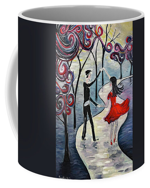 Romantic Couple Coffee Mug featuring the painting Dancing in the Moonlight by Roxy Rich
