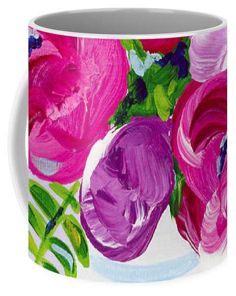 Abstract Floral Coffee Mug featuring the painting A Touch of Violet by Beth Ann Scott