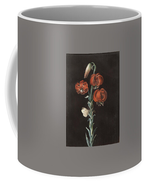 Vintage Coffee Mug featuring the painting A Turks Cap Lily , Gouache on Vellum with Frame by Barbara Regina Dietzsch Mid 18th Century by MotionAge Designs