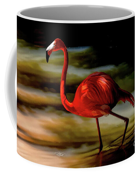 Flamingo Coffee Mug featuring the photograph A Wading Bird at Daybreak by Diana Mary Sharpton