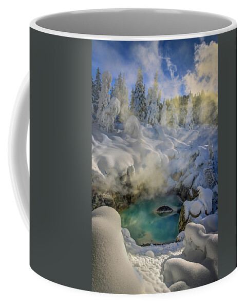 Yellowstone Coffee Mug featuring the photograph A Warm Winter Pool by Laura Hedien