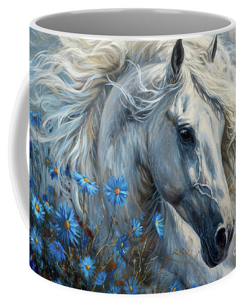 Horse Coffee Mug featuring the painting A White Stallion Beauty by Tina LeCour