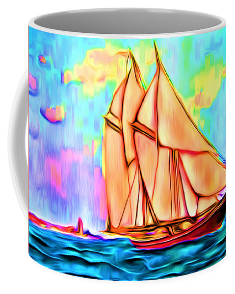 Abstract Coffee Mug featuring the digital art A Wind at My Sails - Abstract by Ronald Mills