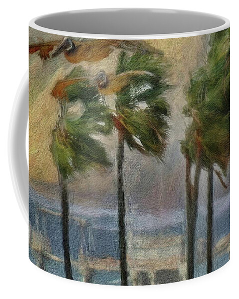 La Jolla Coffee Mug featuring the digital art A Windy Day at La Jolla Shores by Russ Harris