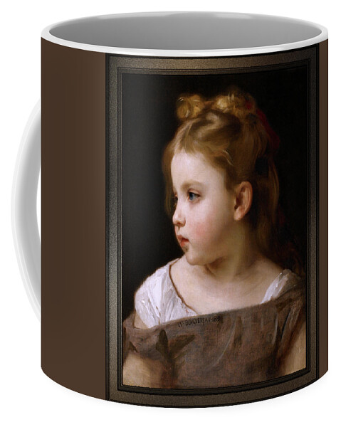 A Young Girl In Profile Coffee Mug featuring the painting A Young Girl In Profile by William-Adolphe Bouguereau by Rolando Burbon