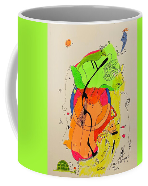  Coffee Mug featuring the mixed media A2262A xoxo by Lew Hagood