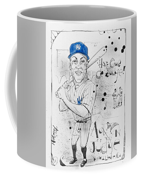  Coffee Mug featuring the drawing Aaron Judge by Phil Mckenney