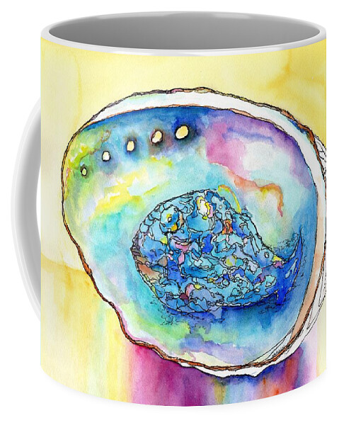 Shell Coffee Mug featuring the painting Abalone Shell Reflections by Carlin Blahnik CarlinArtWatercolor
