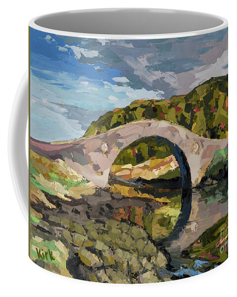 Scotland Coffee Mug featuring the painting Abandoned Bridge, 2015 by PJ Kirk
