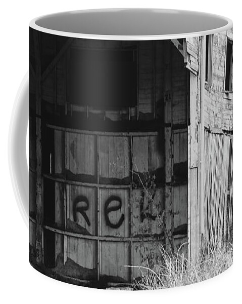 Abandoned Building Coffee Mug featuring the photograph Abandoned Building in Black and White by Catherine Avilez