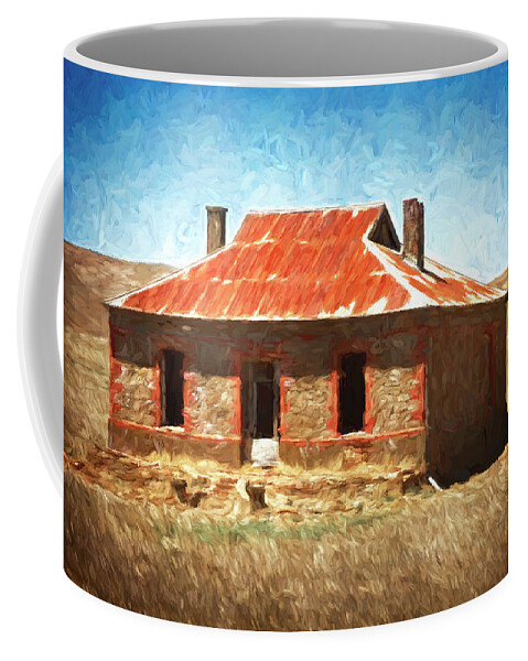 Farm Coffee Mug featuring the digital art Abandoned Farmhouse by Wayne Sherriff