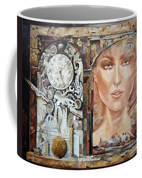 Portrait Coffee Mug featuring the painting About Time by Sinisa Saratlic