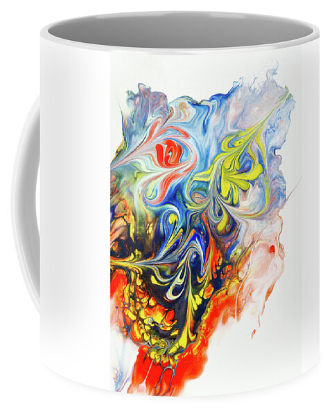 Abstract Art Acrylic Pouring Dutch Pour with Marbles Coffee Mug