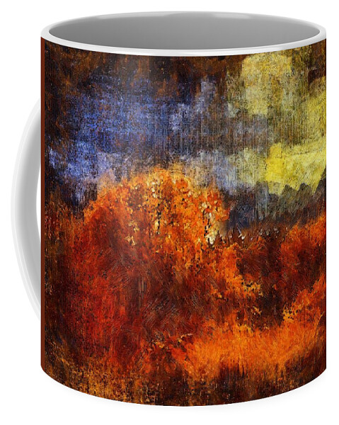 Abstract Coffee Mug featuring the mixed media Abstract Autumn by Christopher Reed