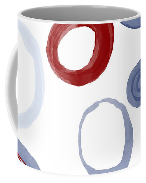 Abstract Shapes Coffee Mug featuring the painting Abstract Circles in Red White and Blue by Patricia Awapara