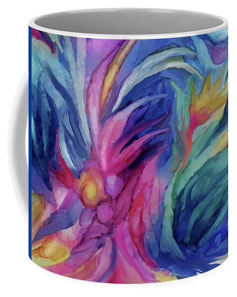 Big Rose Colored Flower Coffee Mug featuring the painting Abstract Flowers #82 by Jean Batzell Fitzgerald
